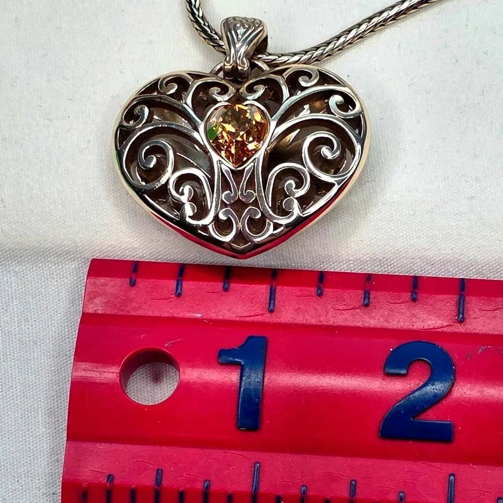 NWT Brighton Sofi Puffy Heart Silver-plated Crystal Necklace - Picture 9 of 12